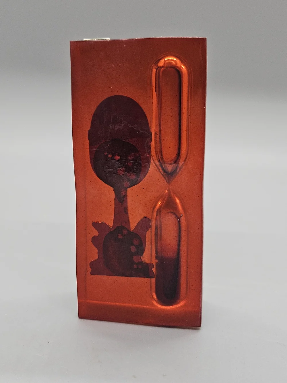 Vintage MCM Clear Red Acrylic Lucite 3 Min Egg Timer Hourglass Japan Boxed 3.5